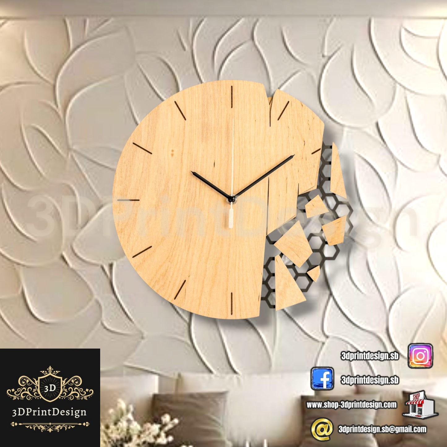 Moderni drveni zidni sat sa minimalistickim stilom za interijer Vaseg doma