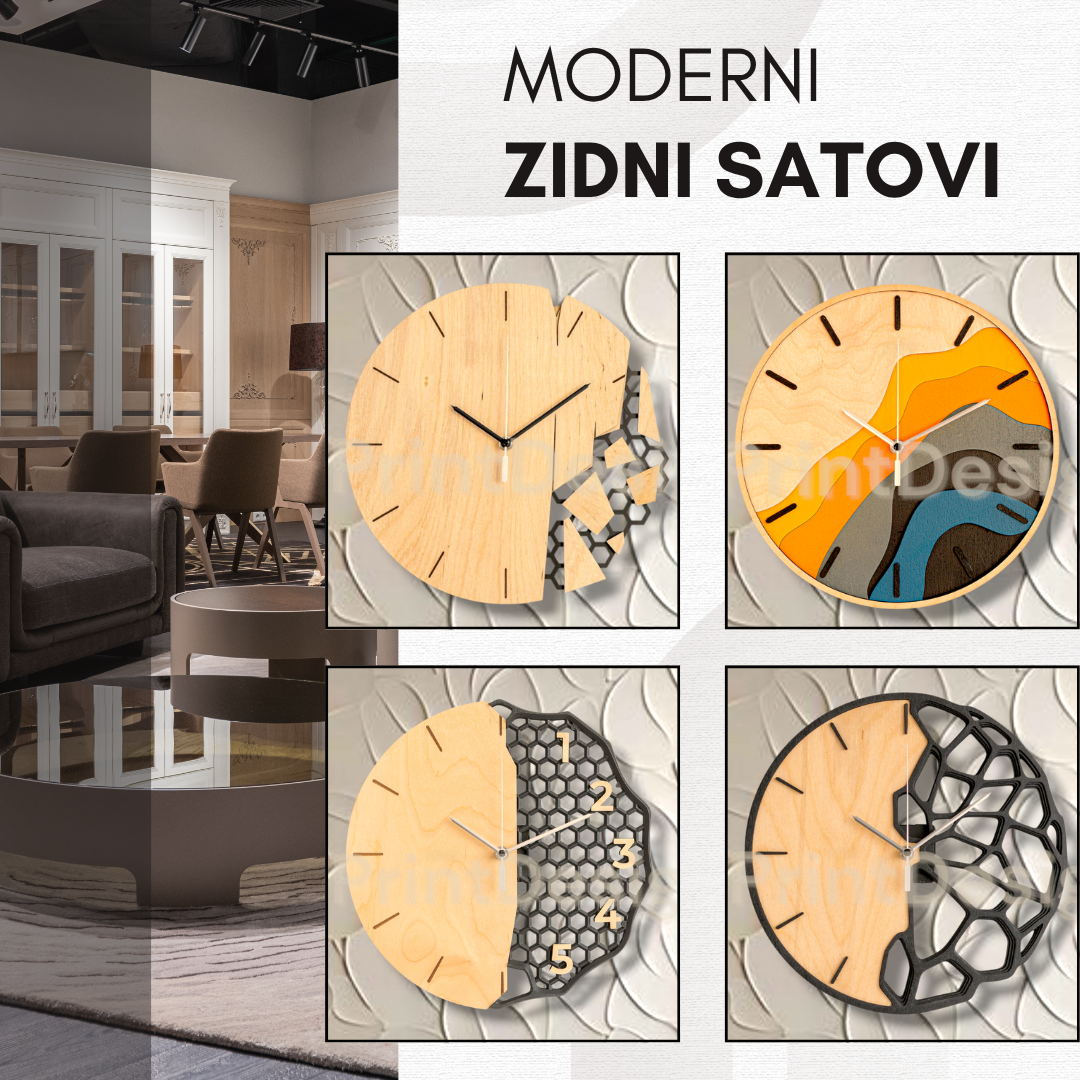 Moderni drveni zidni satovi za uređenje Vašeg interijera sa minimalistickim stilom zidni sat