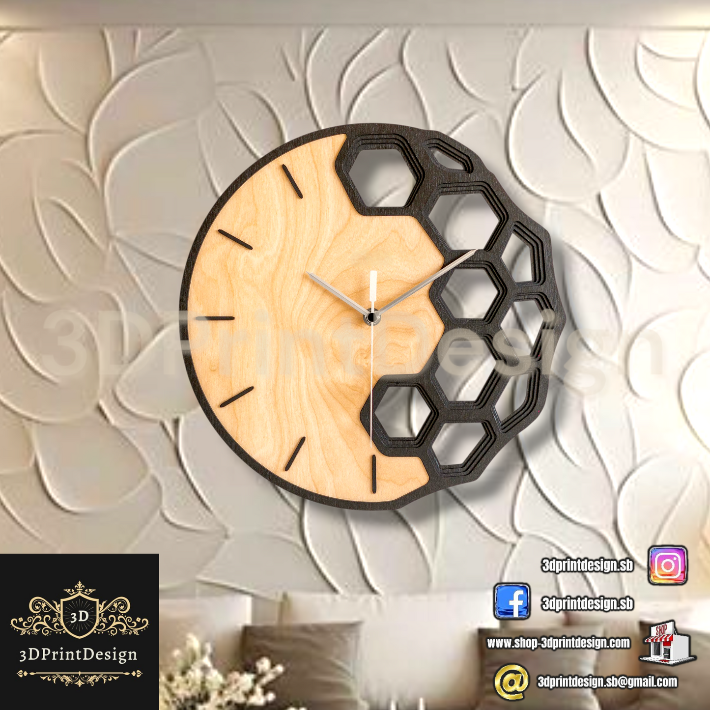 Moderni drveni zidni sat sa unikatnim dizajnom 