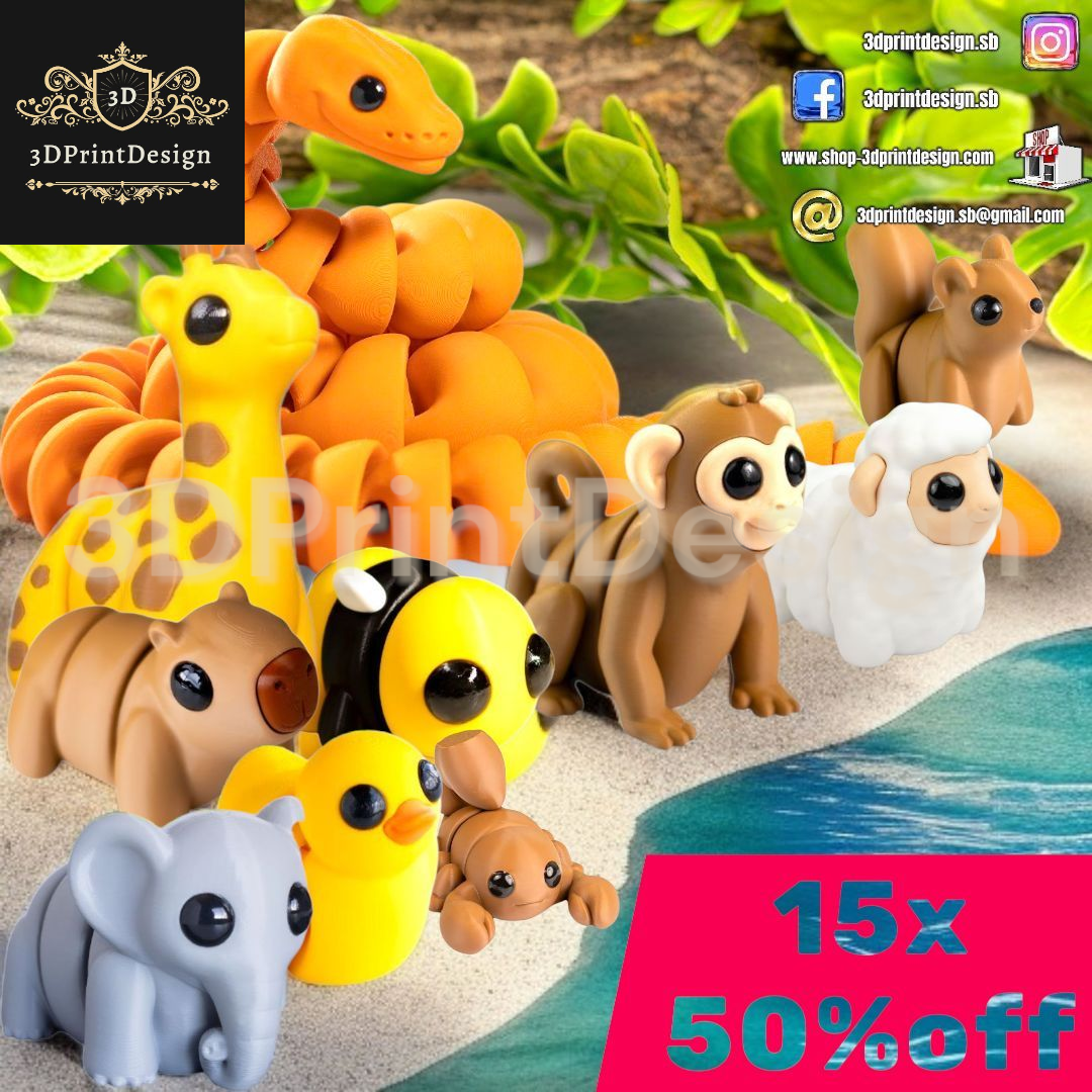 3D Fleksibilne Figurice  - Random Paket - 15 kom - 3DPrintDesign 
