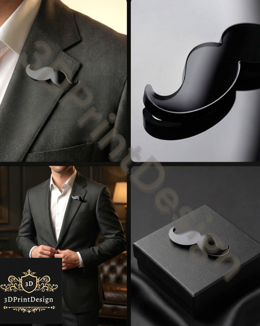 Brkovi za revere - crni pleksiglas 3DPrintDesign