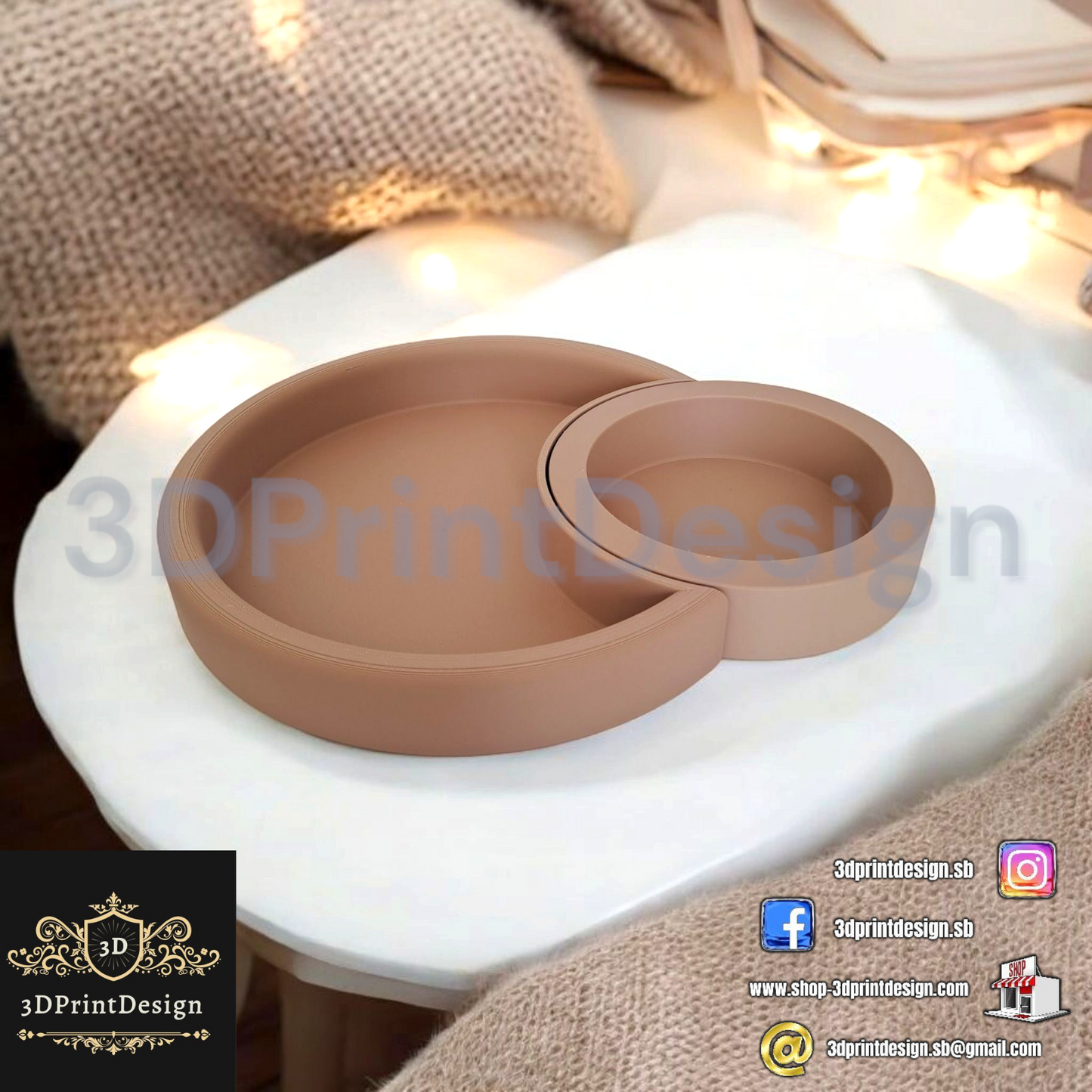 Elegantna posuda za ključeve, novčanik i dodatke - set - 3DPrintDesign 