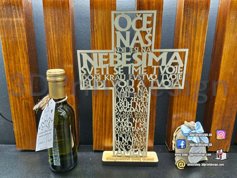 Križ Oče naš - drveni na stalku - 3DPrintDesign 