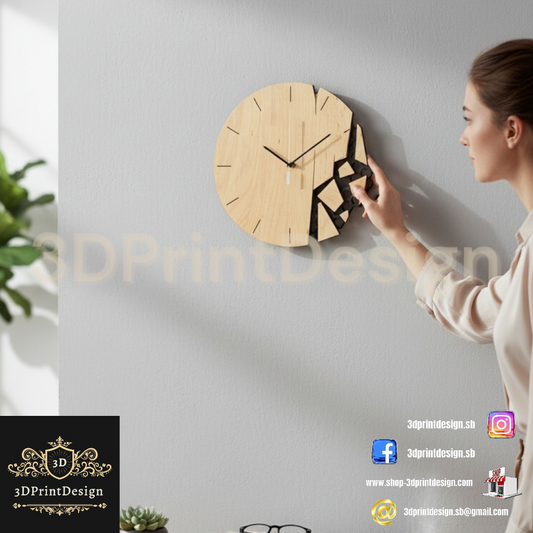 Moderni drveni zidni sat za dnevni boravak i ured 3DPrintDesign
