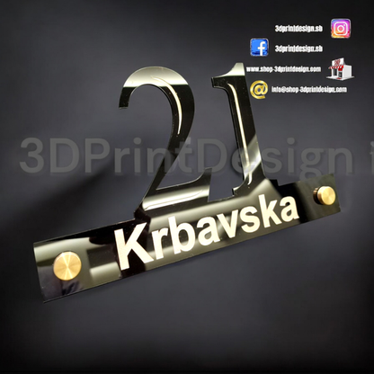 Otirač + Moderni kućni broj - Crni pleksiglas - 3DPrintDesign 