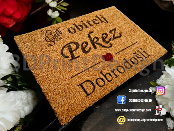 Otirač + Moderni kućni broj - Crni pleksiglas - 3DPrintDesign 