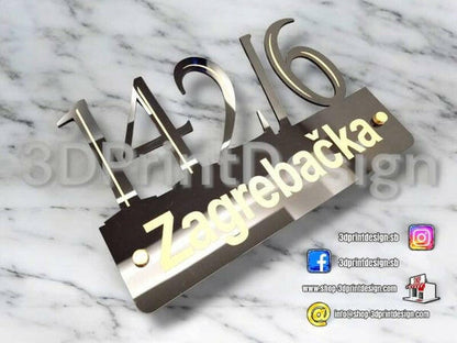 Otirač + Moderni kućni broj - Crni pleksiglas - 3DPrintDesign 