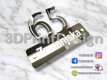 Otirač + Moderni kućni broj - Crni pleksiglas - 3DPrintDesign 