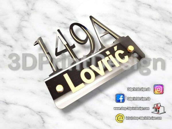 Otirač + Moderni kućni broj - Crni pleksiglas - 3DPrintDesign 