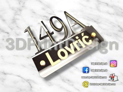 Otirač + Moderni kućni broj - Crni pleksiglas - 3DPrintDesign 