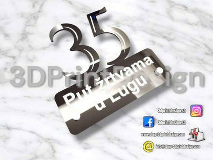 Otirač + Moderni kućni broj - Crni pleksiglas - 3DPrintDesign 