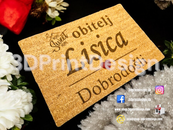 Otirač + Moderni kućni broj na ploči - Bijeli pleksiglas - 3DPrintDesign 