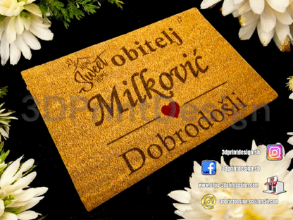 Otirač + Moderni kućni broj na ploči - Crni pleksiglas - 3DPrintDesign 