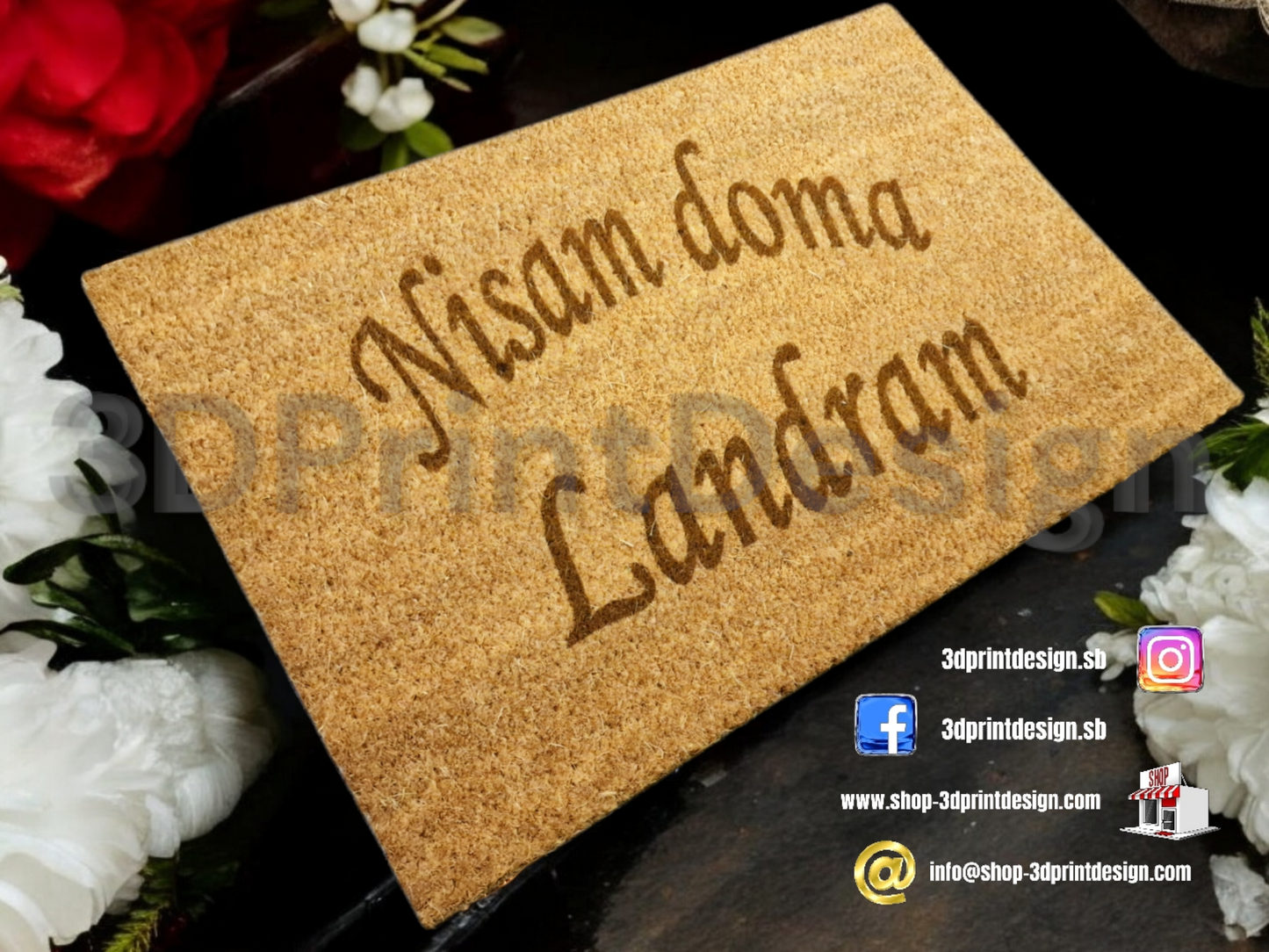 Personalizirani Otirači od kokosovih vlakana - Nisam doma - 3DPrintDesign 