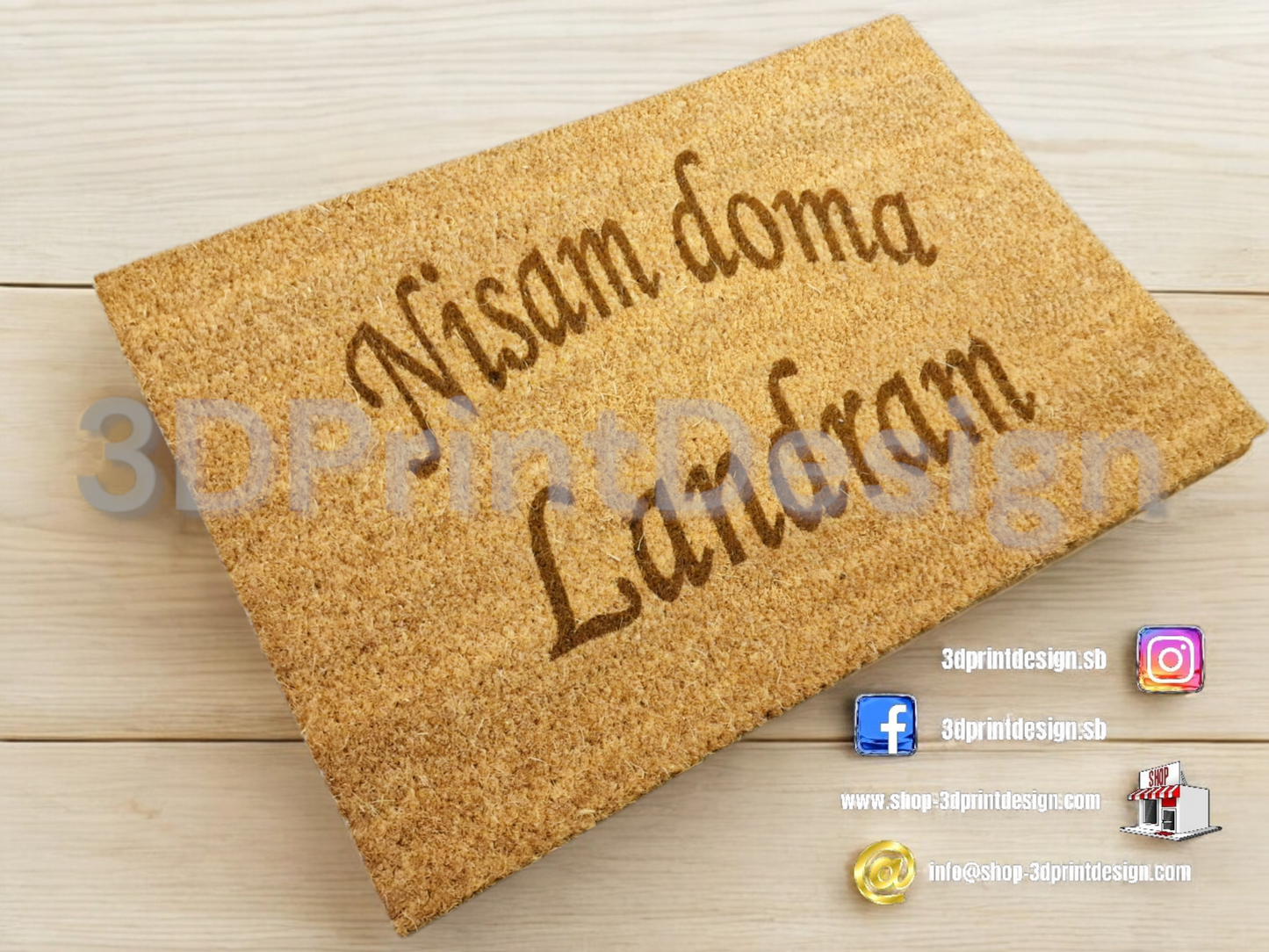 Personalizirani Otirači od kokosovih vlakana - Nisam doma - 3DPrintDesign 