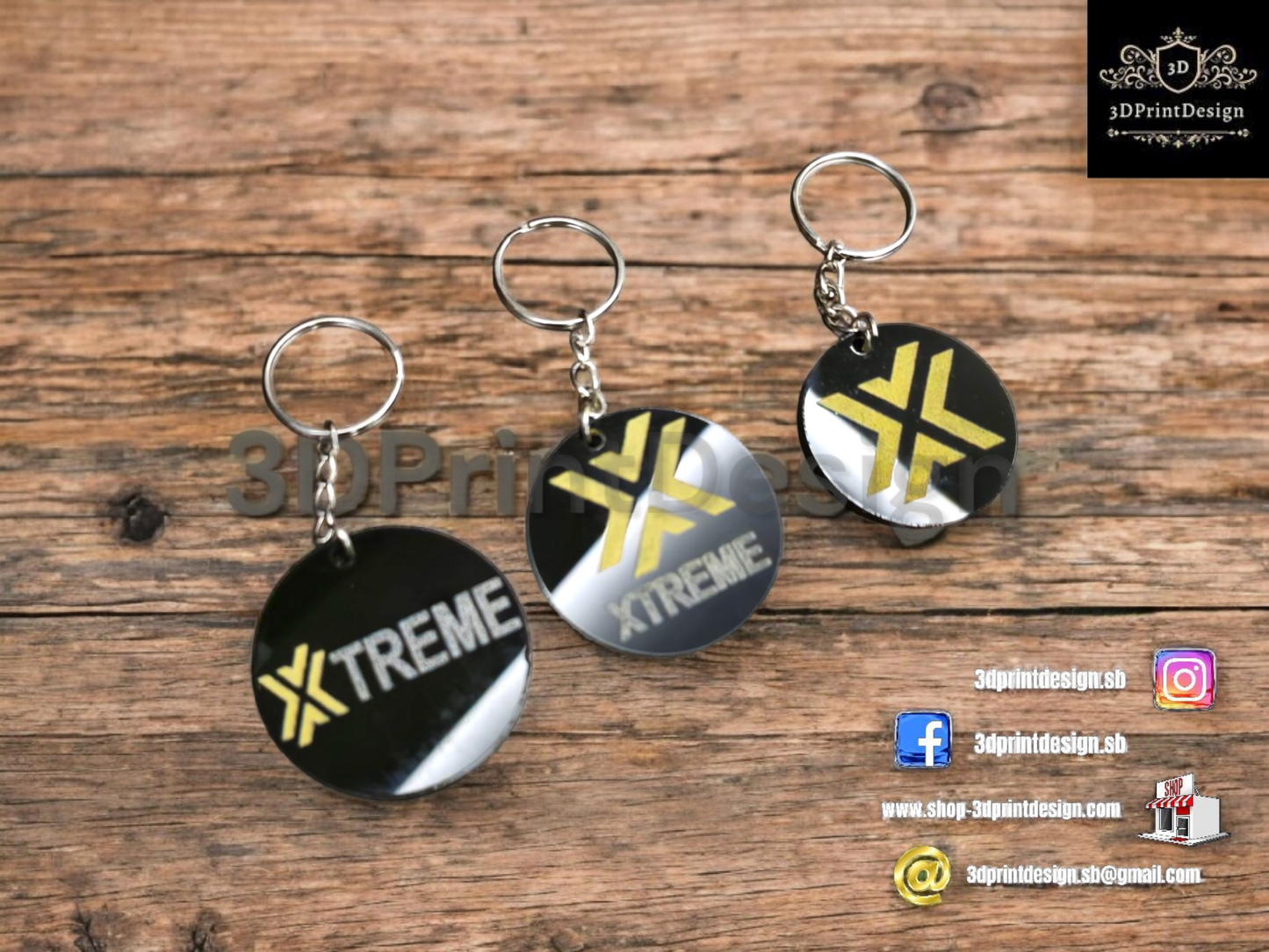 Premium privjesci za ključeve - Crni pleksiglas - 3DPrintDesign 