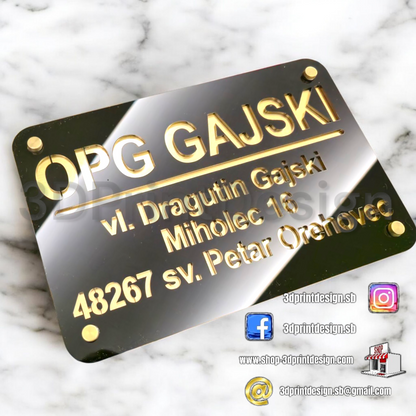 Premium reklama Vaše trvtke - Crni pleksiglas - 3DPrintDesign 