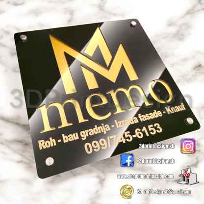 Premium reklama Vaše trvtke - Crni pleksiglas - 3DPrintDesign 