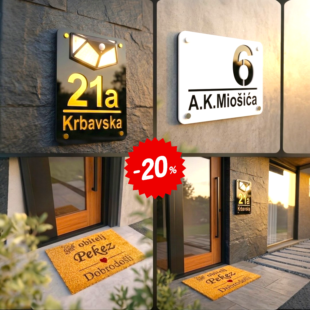 Brojevi za kuću, kućni broj i otirači od kokosovih vlakana