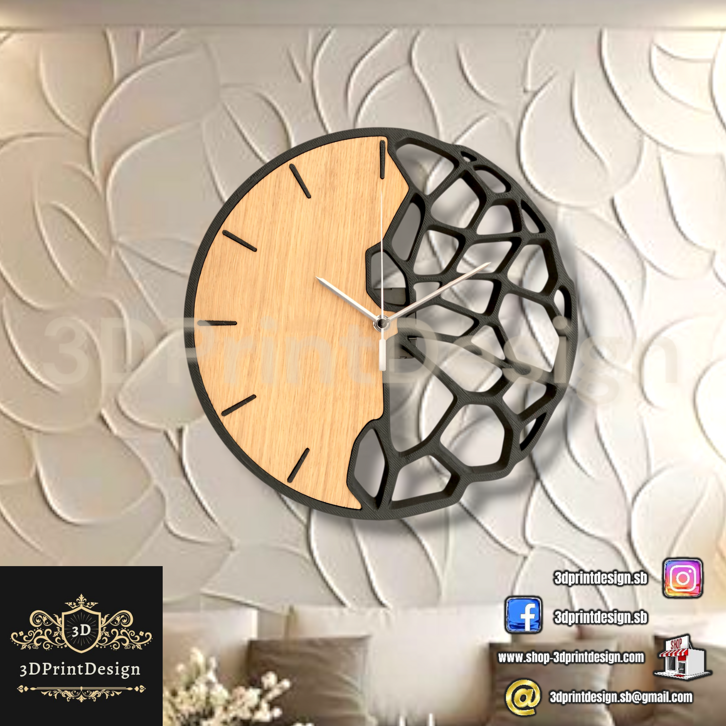 Moderni zidni sat - Moderna No.1 - 3DPrintDesign 